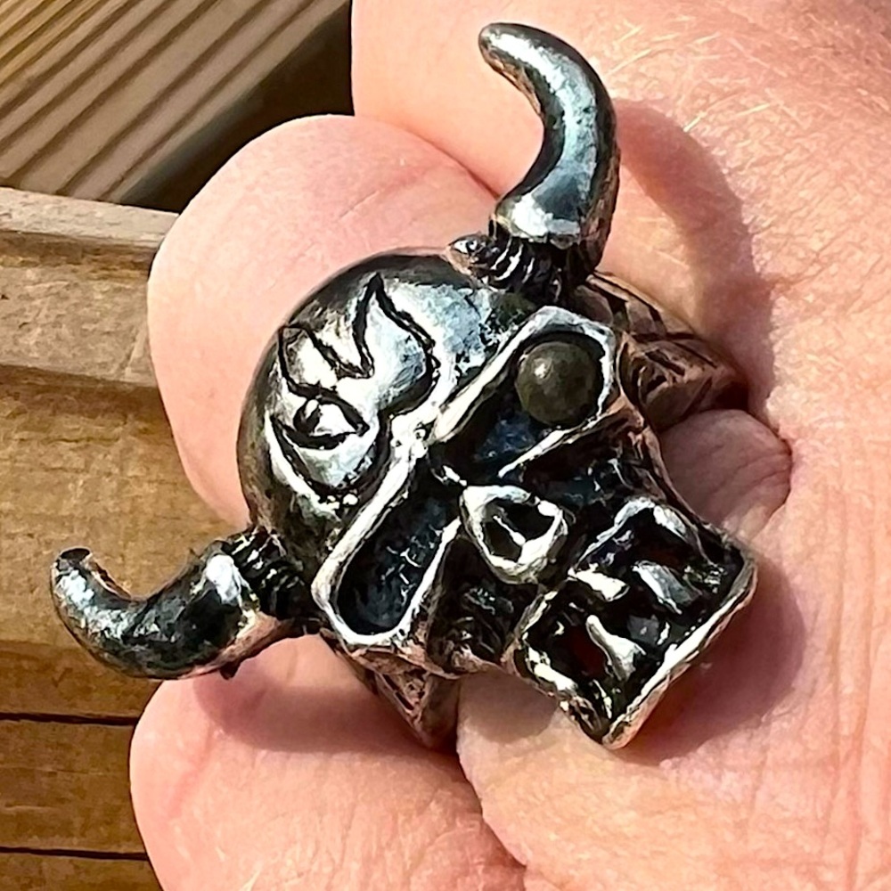 - Nordic Viking Skull Steel Ring SZ 6.5! NEW!